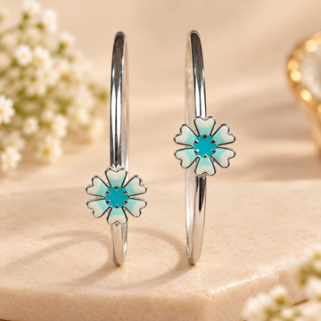Sterling 925 Silver Enamelled Flower Adjustable Bangles for Kids