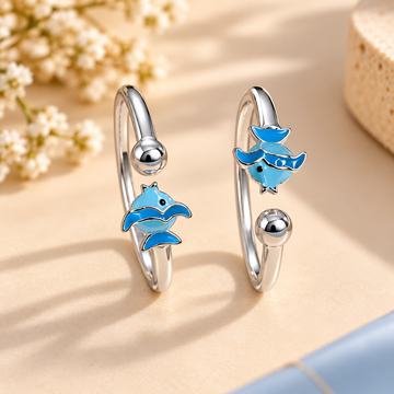 Sterling 925 Silver Enamelled Dolphin Flexible Bracelet for Kids | 0–3 Years