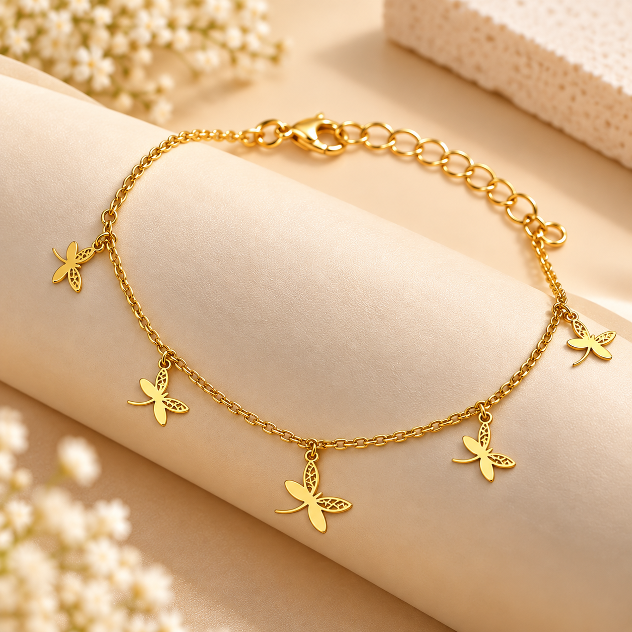 Sterling 925 Silver Gold-Plated Butterfly Bracelet for Girls | Anti-Tarnish Adjustable Bracelet