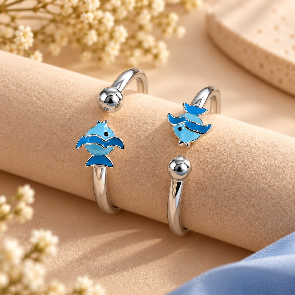 Sterling 925 Silver Enamelled Dolphin Flexible Bracelet for Kids | 0–3 Years