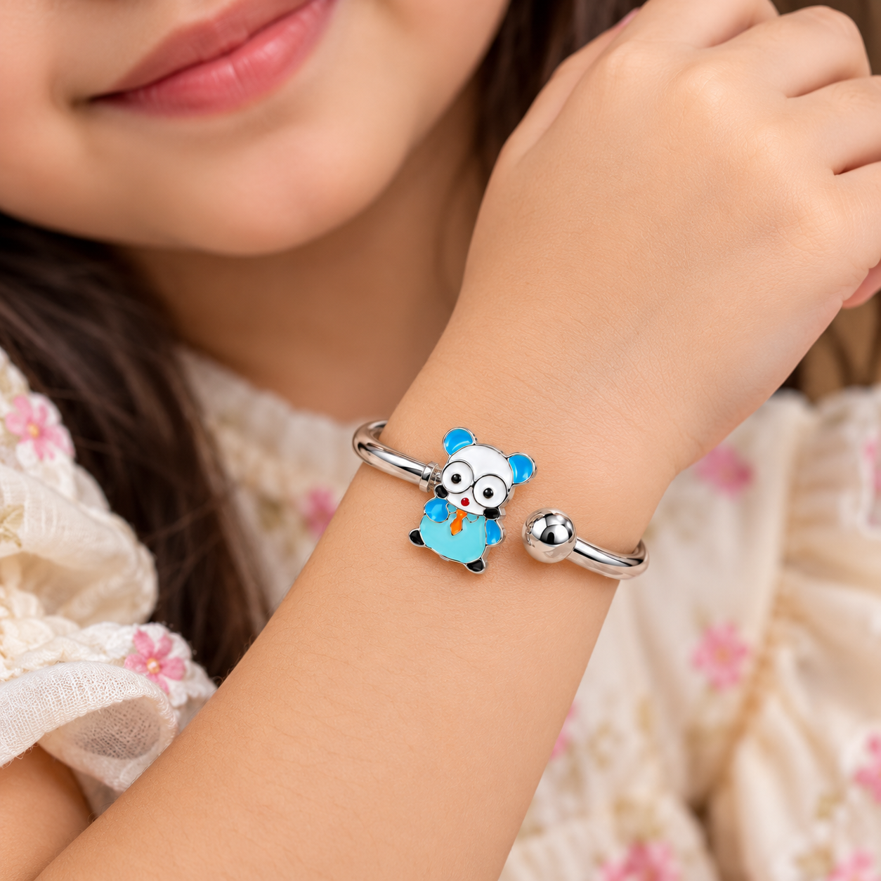 Sterling 925 Silver Teddy Bear Flexible Bracelet for Kids | 0–3 Years