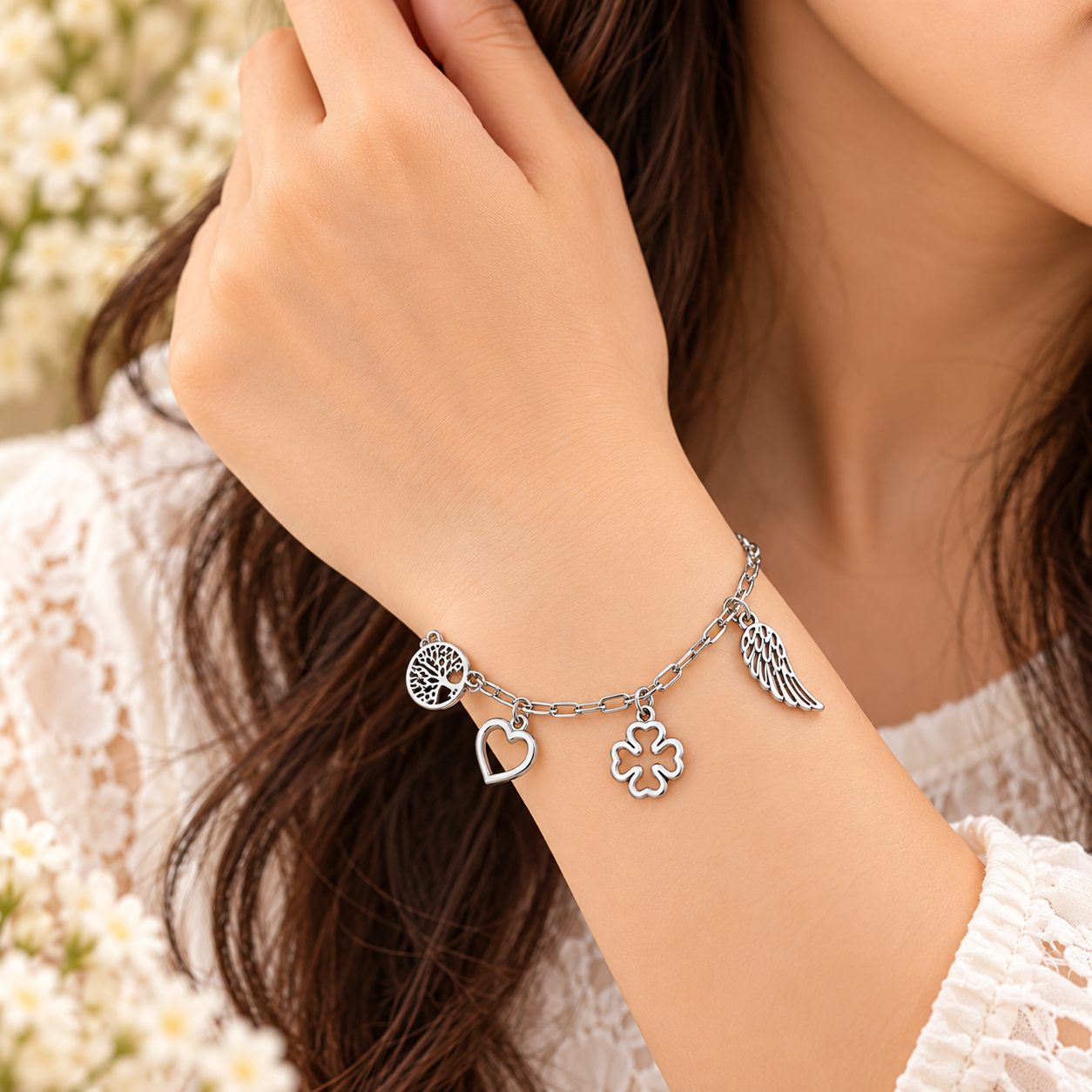 Sterling 925 Silver Charms Bracelet for Girls | Anti-Tarnish Adjustable Bracelet
