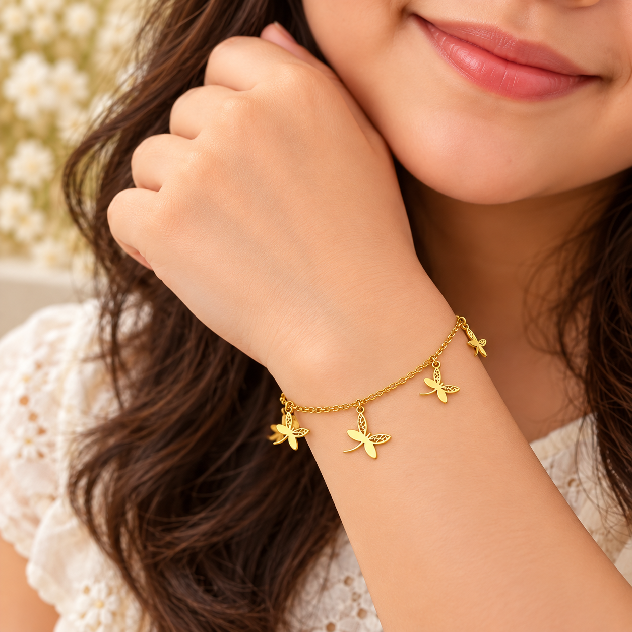 Sterling 925 Silver Gold-Plated Butterfly Bracelet for Girls | Anti-Tarnish Adjustable Bracelet